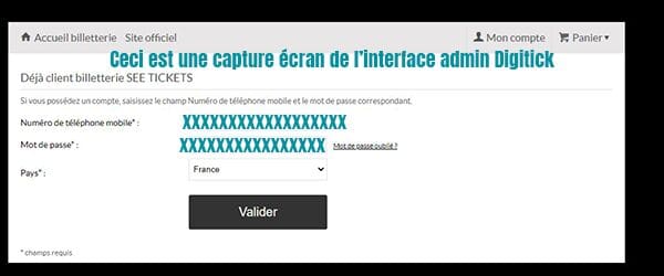 connexion compte digitick