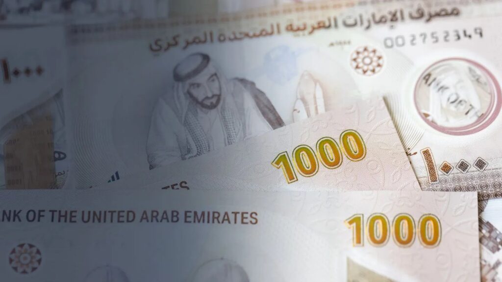 Billets et pièces en dirhams des Émirats arabes unis à Dubaï